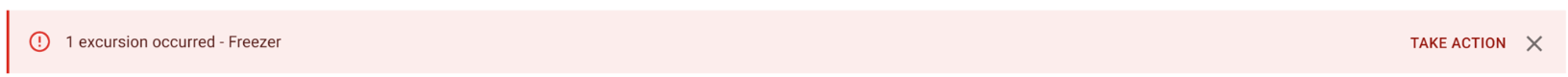 Number of unresolved excursions + take action - banner on front page of Clinical storage monitoring site