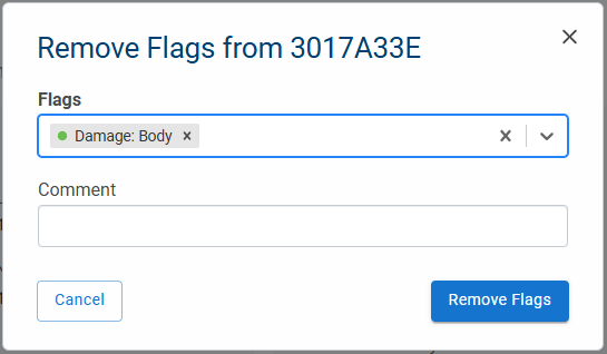 Fleet Manager - Remove flags popup - A flag is selected