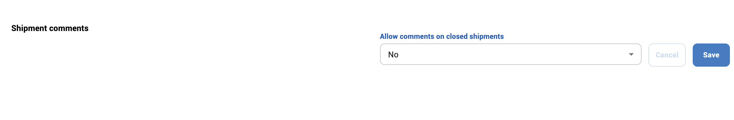 Option to allow comments on closed shipments - Account Admin - Company Control Panel - Supply Chain Monitoring - Shipment Comments