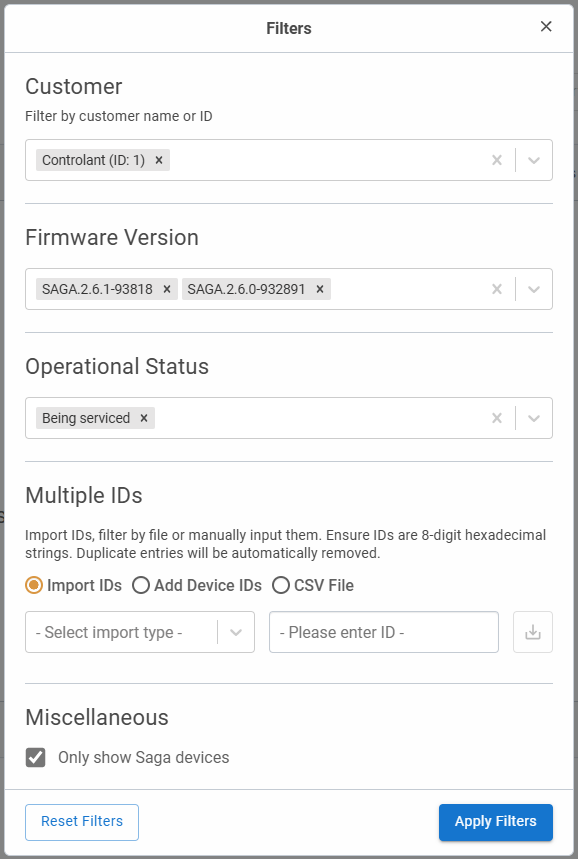 Filters for devices Filters for devices