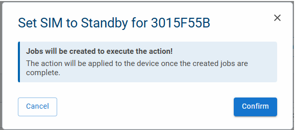 Fleet Manager - Actions - Set SIM to standby Fleet Manager - Actions - Set SIM to standby