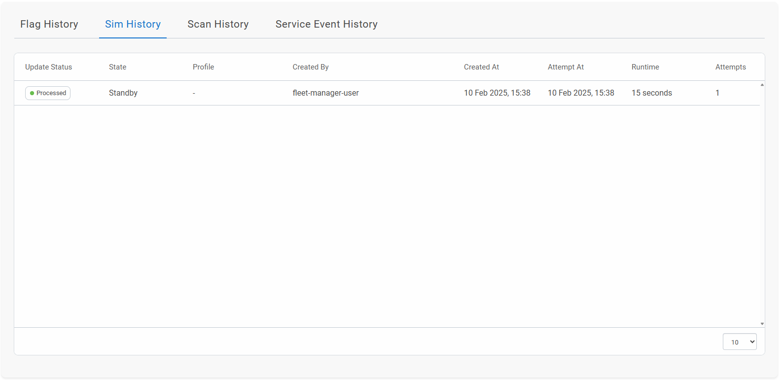 Fleet Manager - Device Details - Sim history Fleet Manager - Device Details - Sim history