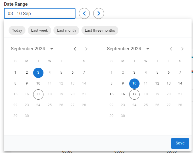 Fleet Manager - Analytics - Date range picker Fleet Manager - Analytics - Date range picker