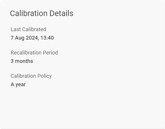 Fleet Manager - Device Details - Calibration Details Fleet Manager - Device Details - Calibration Details