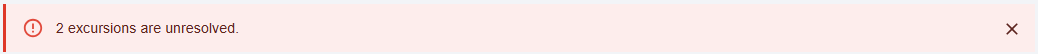 Number of unresolved excursions - banner on front page of Clinical storage monitoring site