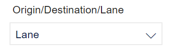 Filter to select between Origin, Destination, Lane, Origin country, Destination country, or Country lane