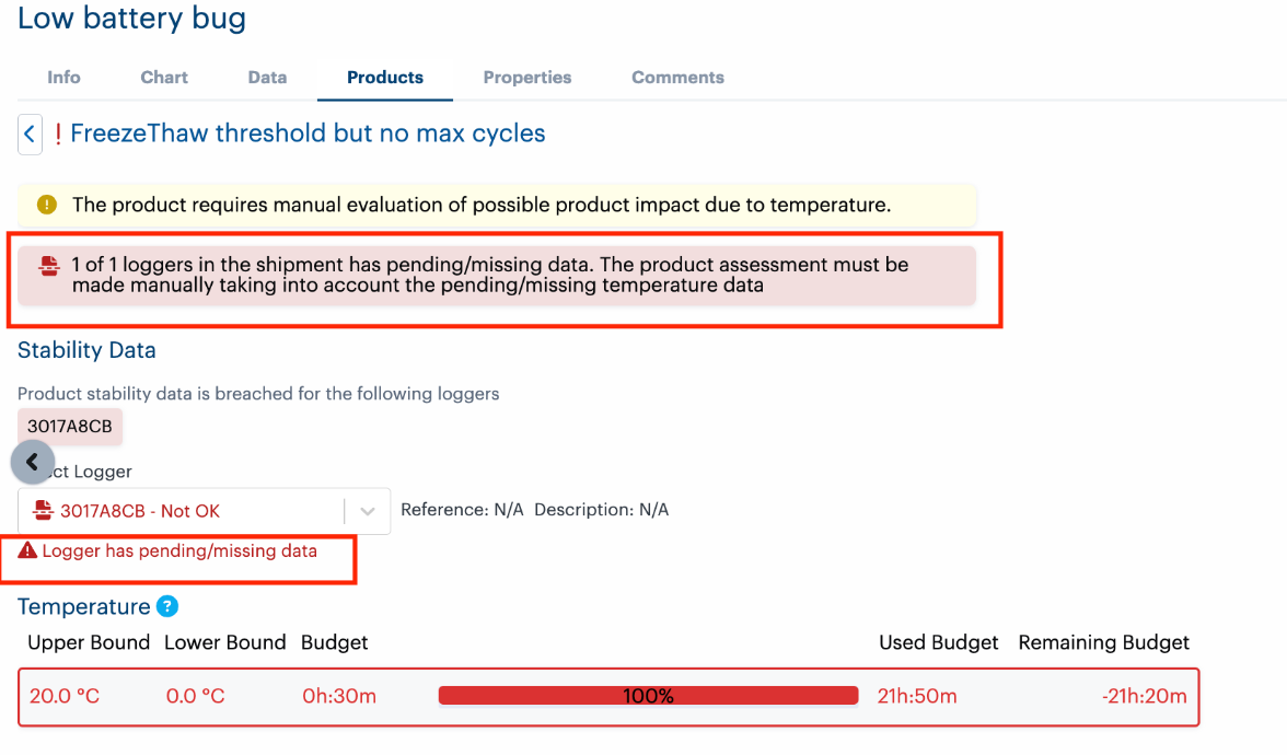 Product Stability Automation Module - Data availability warning