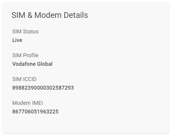 Fleet Manager - Device Details - SIM & Modem Details Fleet Manager - Device Details - SIM & Modem Details