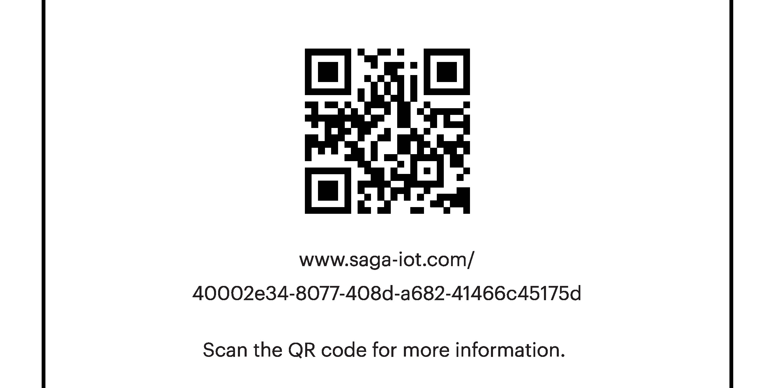 QR code, URL and ID as displayed on the front of the Saga Card.