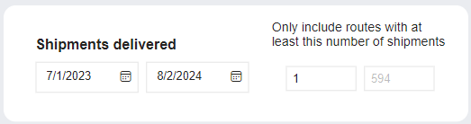 SCSS dashboard - Routes - Filter to filter by delivered date and minimum number of shipments on route