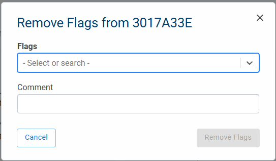 Remove flags popup Fleet Manager - Remove flags popup - Nothing selected