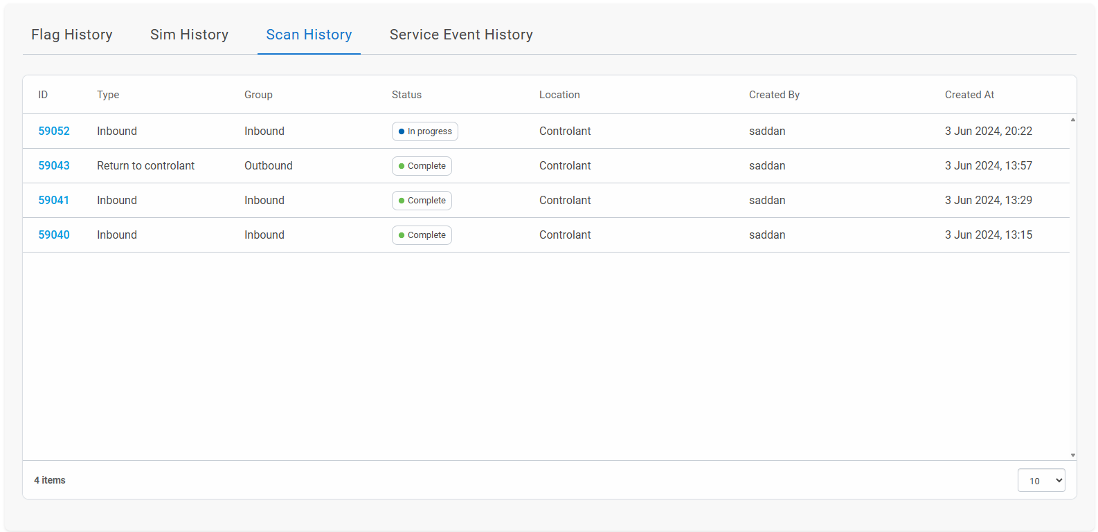 Fleet Manager - Device Details - Scan history Fleet Manager - Device Details - Scan history