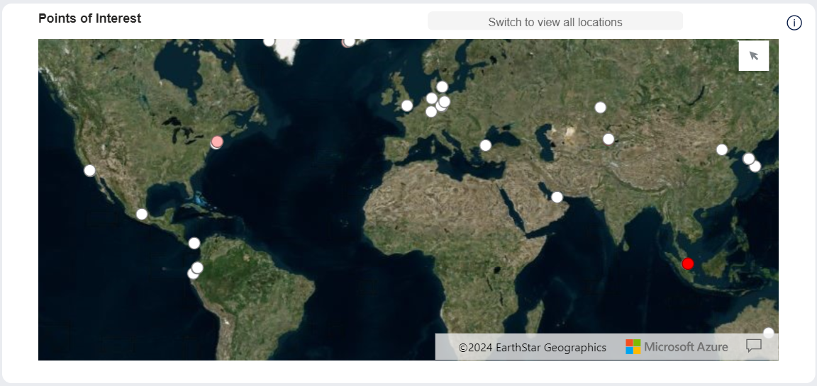 Interactive map indicating location of points of interest.