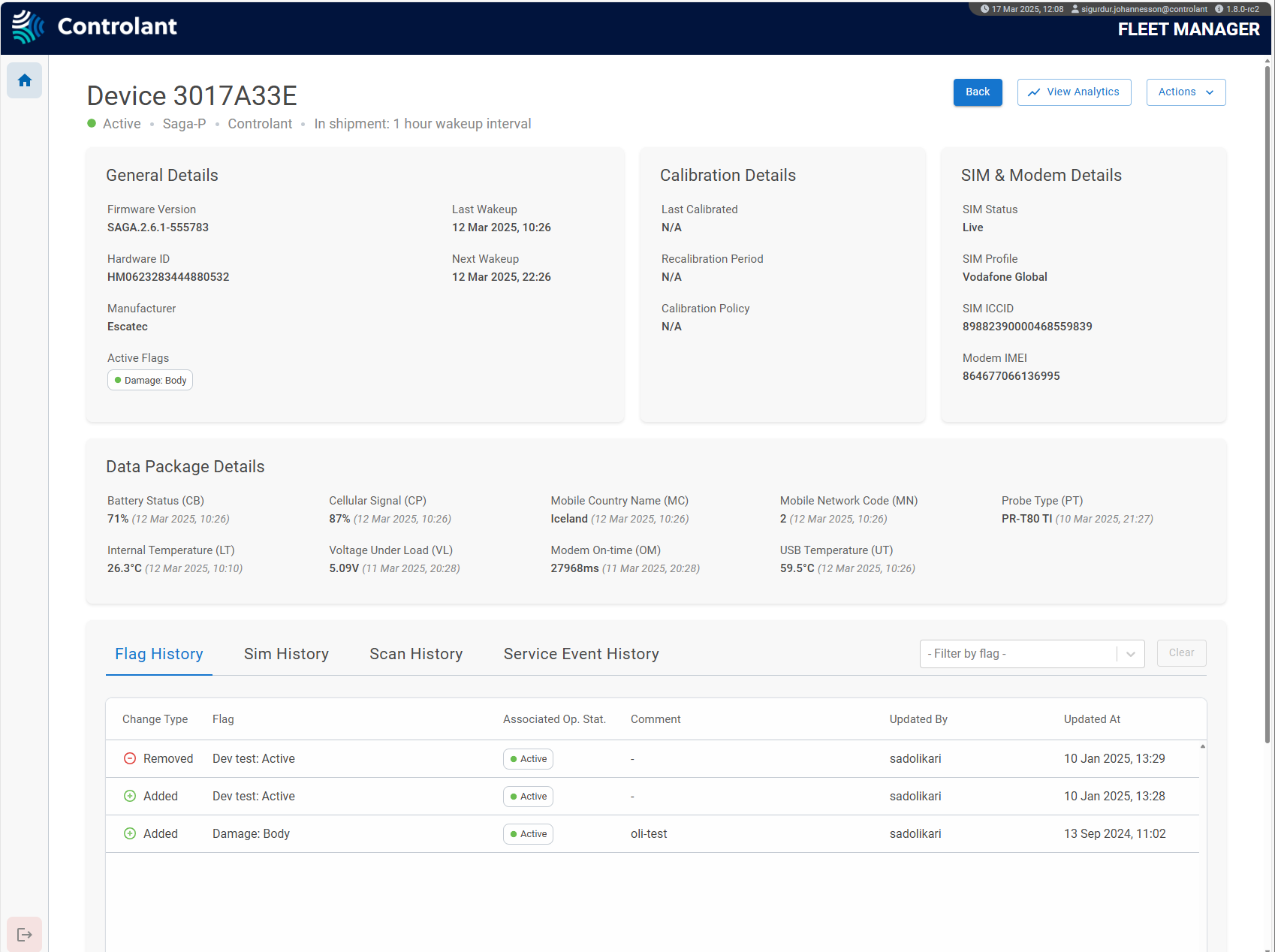 Fleet Manager - Device details page Fleet Manager - Device details page